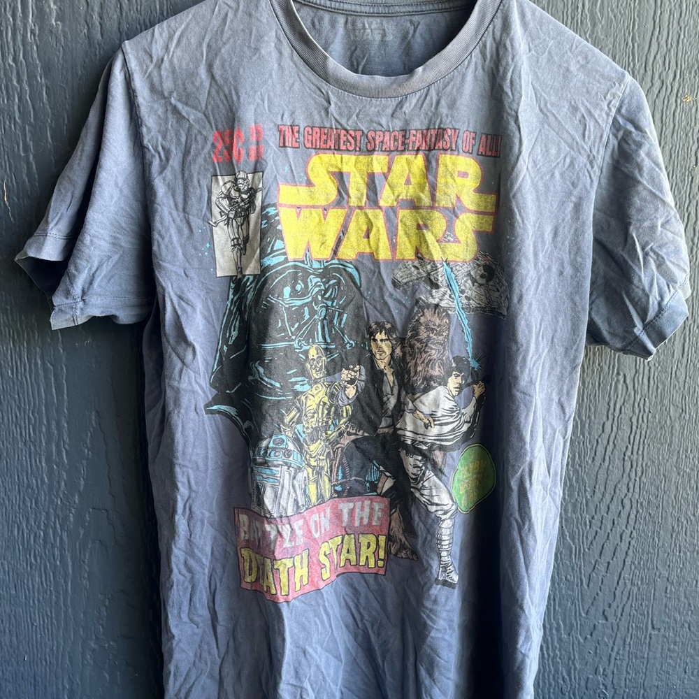 Blue Short Sleeve Tee with Vintage Star Wars Design